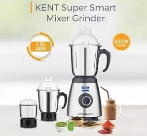 Kent 16061 Super Smart MG 800 W Mixer Grinder 3 Jars