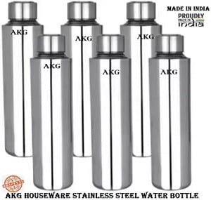 AKG Stainless Steel Fridge Water Bottle 1000 ml (Pack of 6)