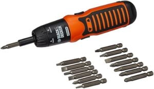 BLACK+DECKER A7073 6V Battery Powered Screwdriver with 14 pc bits