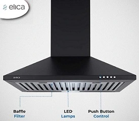 Elica 60 cm 880 m3/hr Chimney (Strip BF 60 Nero 2 Baffle Filters) for Rs.5999 @ Amazon