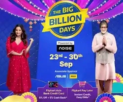 Flipkart Big Billion Days Biggest Sale – up to 90% Off + Extra 10% off with ICICI & AXIS Cards (23rd Sep-30th Sep’22)