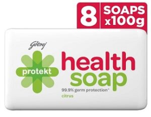 Godrej Protekt Health Bath Soap, Anti-bacterial with 99.9% Germ Protection (100g x8)