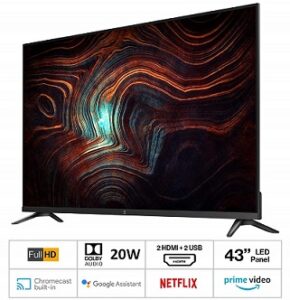 OnePlus Y Series 108 cm (43 inches) Full HD LED Smart Android TV 43Y1 for Rs.25999 @ Amazon