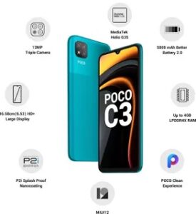 POCO C3 (32 GB 3 GB RAM 5000 mAh) for Rs.6990 @ Flipkart