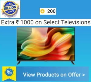 Redeem 200 Supercoins & Get Rs.1000 Off on Televisions during Flipkart BBD Sale
