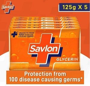 Savlon Glycerine Germ Protection Bathing Soap Bar 125g (Pack of 5) worth Rs.375 for Rs.166 @ Amazon