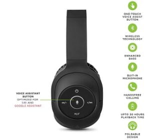 Soundlogic AER Voice Assistant On-Ear Wireless Bluetooth Headphone 20 Hours Long Battery Life HD Dynamic Stereo Sound Deep Bass and Noise Isolation for Rs.885 @ Amazon