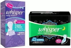 Whisper Nights 44s plus Panty liner 20s (2 Items in the set)