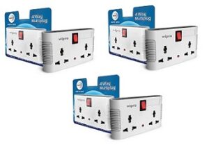 Wipro 4 Way Multiplug with Two Universal Sockets (Pack of 2) for Rs.413 @ Amazon