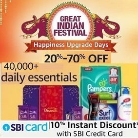 Daily Essentials (Grocery, Personal Care, Health & Beauty) - 20% to 70% off + Extra 10% off with SBI Credit Card @ Amazon