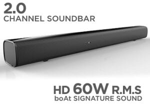 boAt AAVANTE BAR 1160 60W Bluetooth Soundbar with 2.0 Channel boAt Signature Sound for Rs.3999 @ Amazon