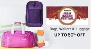 Amazon Great Indian Festival: Up to 80% Off on Luggage+10% Extra off with AMEX / CITI / RBL / RUPAY Card @ Amazon