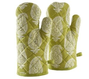 Solimo 100% Cotton Padded Oven Gloves, Paisley (Pack of 2)