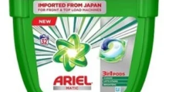 Ariel Matic 3in1 PODs Liquid Detergent Pack 32 Count for Both Front Load and Top Load Washing Machines for Rs.424 @ Amazon