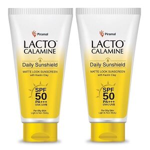Lacto Calamine Sunshield Matte Look Sunscreen SPF50 PA+++ for (50g x2)