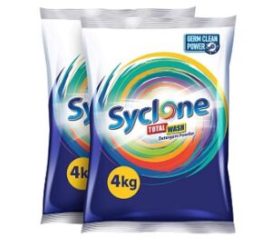 Syclone Total Wash Detergent Powder With Germ Clean Power – 4Kg + 4Kg for Rs.559 @ Amazon