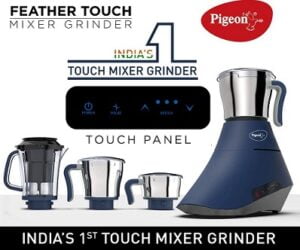 Pigeon Feather Touch Mixer Grinder with 3 Jars and 1 Juicer Jar 1000 Watts for Rs.4976 @ Amazon