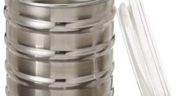 Solimo Stainless Steel Ribbed Canisters Set of 2 (10 cm) for Rs.285 @ Amazon