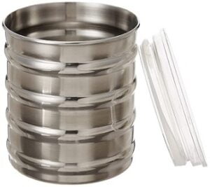 Solimo Stainless Steel Ribbed Canisters Set of 2 (10 cm)