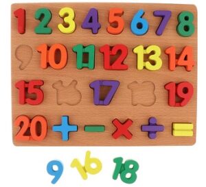Webby Wooden Counting Numbers (1 to 20) Educational Toy Tray