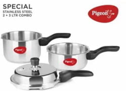 Pigeon Stainless Steel Combo of 2 L, 3 L Induction Bottom Pressure Cooker