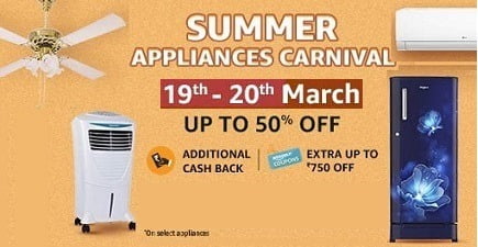 Amazon Summer Sale on Large Home Appliances up to 50% off + No Cost EMI Offer (19th – 20th March)