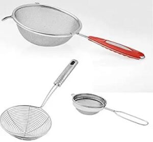 Stainless Steel Combo of Soup, Deep Fry and Tea Strainer Set of 3
