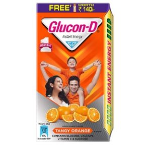 Glucon D Instant Energy Health Drink Tangy Orange - 1kg Refill with Free Bottle