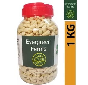 Evergreen Farms Fresh Whole Cashew Nut (Kaju) 1 KG for Rs.996 @ Amazon