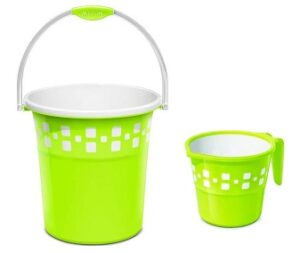 Milton Mozaic Plastic Bucket and Mug (20 L, Green)