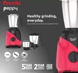 Preethi Peppy MG 245 750 W Mixer Grinder 3 Jars for Rs.3690 @ Amazon