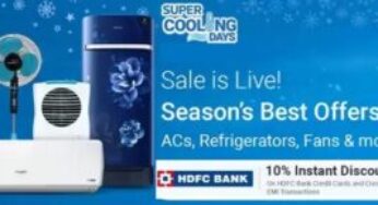 Flipkart Super Cooling Days: Up to Rs.15000 Off on AC, Refrigerator, Coolers, Fans + HDFC /SBI Bank Cards Offer