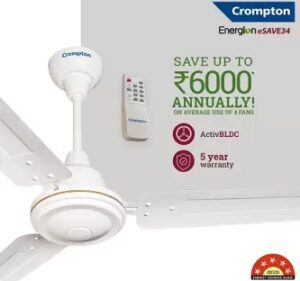CROMPTON Energion Esave 34 1200 mm BLDC Motor 3 Blade Ceiling Fan with Remote for Rs.2699 @ Amazon
