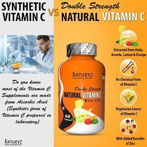 Naturyz Double Strength Natural Vitamin C & Zinc Supplement 1250 mg for Rs.249 @ Amazon