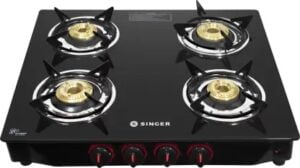 Singer SGS04GTNM Glass Manual Gas Stove (4 Burners)