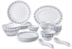 Solimo Opalware Dinner Set 33 Pieces for Rs.1083 @ Amazon