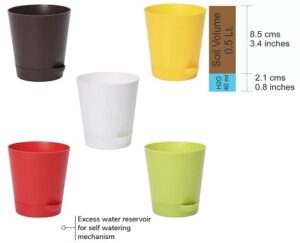 Ugaoo Self Watering Pots Planter for Plants (4 Inch, Set of 5) for Rs.445 @ Amazon
