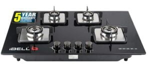 iBELL 555GH Hob Toughened Glass 4 Burner Top Gas Stove with Auto Ignition