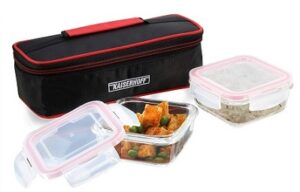 Kaiserhoff 2 Pcs Square Glass Lunch Box Set with Lunch Bag, 320 ml worth Rs.800 for Rs.200 @ Amazon