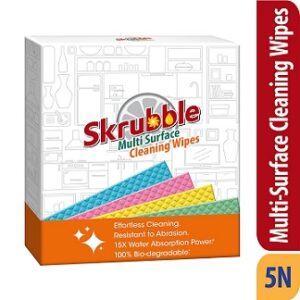 Skrubble Multi Surface Cleaning Wipes (Pack of 5) for Rs.239 @ Amazon