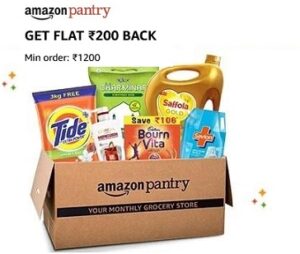 Amazon Pantry: Shop Groceries Min worth Rs.1200 & Get Rs.200 back