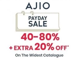 AJIO Pay Day Sale: Men’s & Women’s Fashion Style  40% – 80% off + Extra 20% off