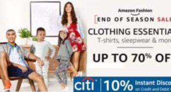 Amazon Fashion End of Season Sale: Up to 70% Off on Men’s / Women’s / Kids Clothing + 10% Extra off with CITI Debit / Credit Card