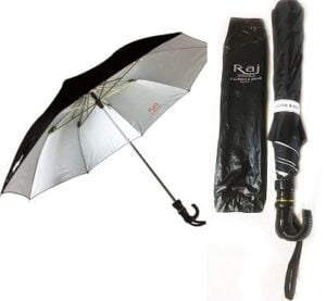 KC Paul & Sons Kolkata Raj 2 Fold Black Polyester Umbrella
