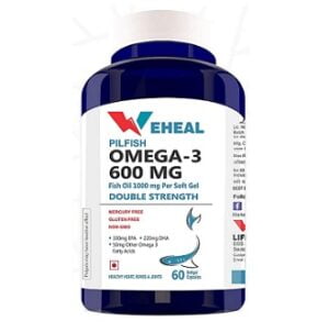 Weheal Double Strength Fish Oil 1000MG with Omega 3 600MG (60 Softgel Capsules) worth Rs.999 for Rs.299 @ Amazon