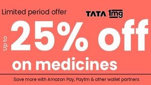 Medicines & Healthcare Products online – up to 25% Off + Wallet Offer @ TATA1mg