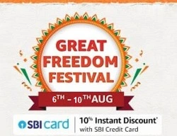 Amazon Great Freedom Festival from 6th Aug to 10th Aug’22 (Live for Prime Members)