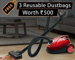 Eureka Forbes Quick Clean DX 1200-Watt Vacuum Cleaner with Free Reusable dust Bag for Rs.2999 @ Amazon