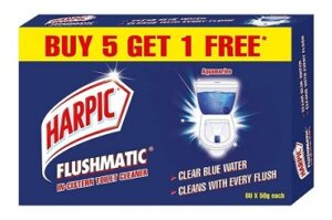 Harpic Flushmatic In-Cistern Toilet Cleaner Blocks – 50g (Buy 5 Get 1 Free) for Rs.315 @ Amazon