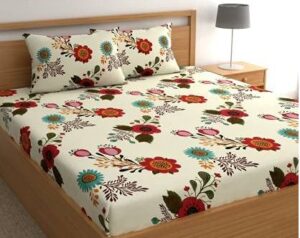 Just Muralidhar & Sons Pure Cotton Double Bedsheet with 2 Pillow Covers